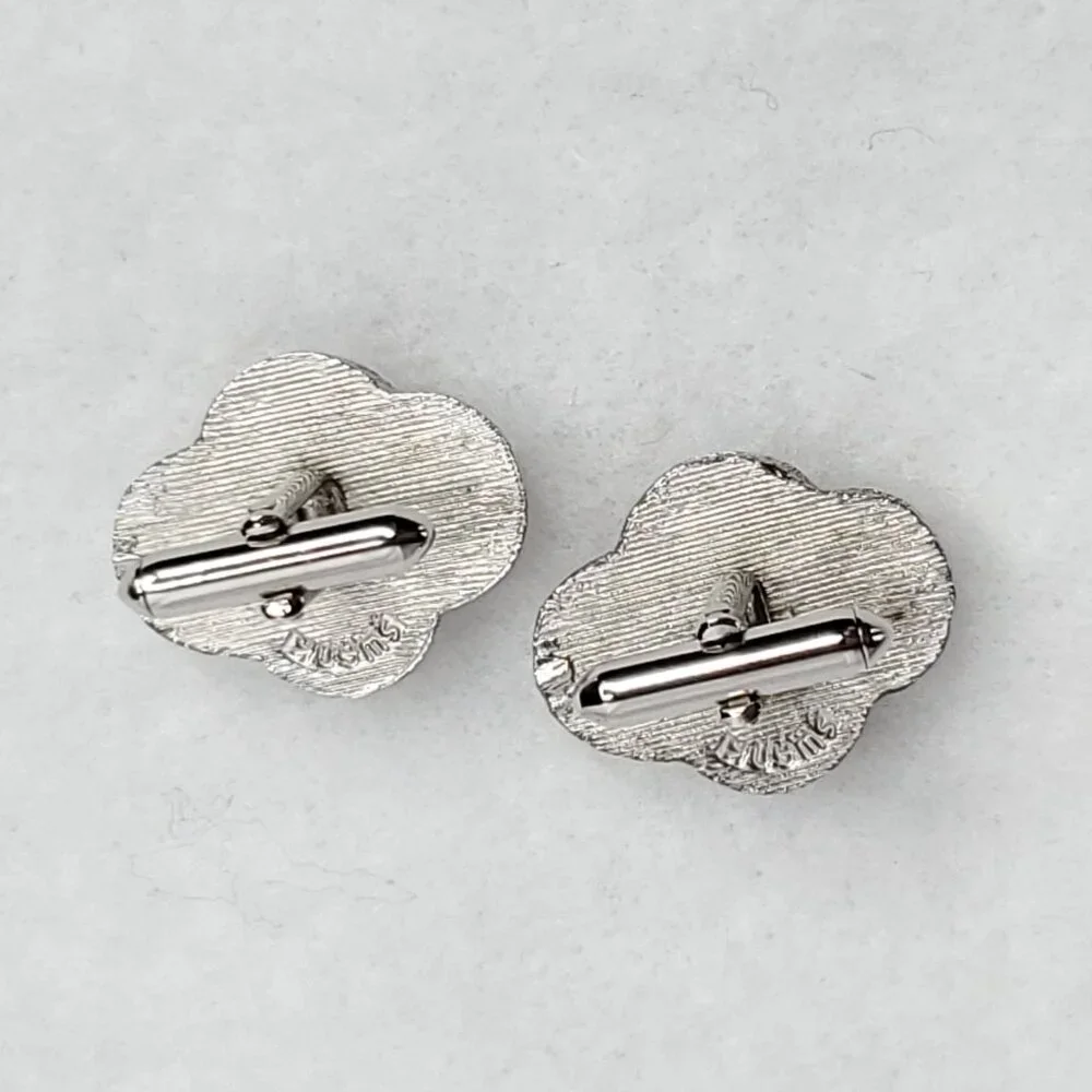 Vintage Swank Rhinestone Cufflinks Silver Tone Blue Sparkles